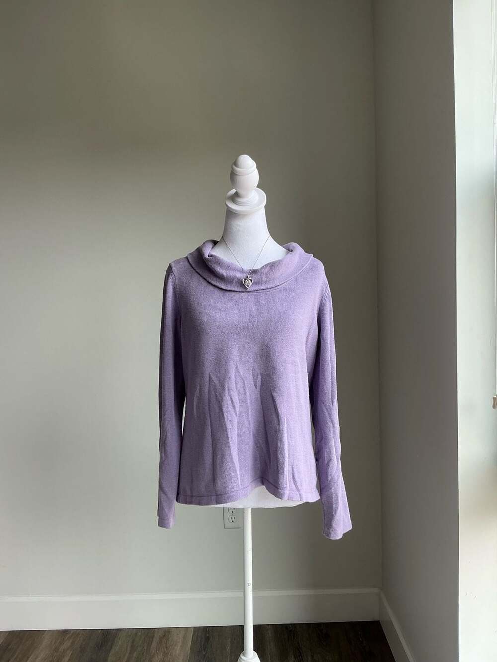 Liz Claiborne Lilac Cowl Neck Sweater XL Y2K Coquette
